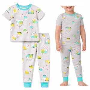Cuddl Duds Kids Unisex 2-Pc Pajama Set Gray Lovebirds Size 6 NWT